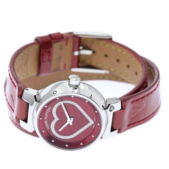 LOUIS VUITTON Tambour Q121Z Heart diamond Red Dial Quartz Ladies Watch_875857 - Picture 1 of 6